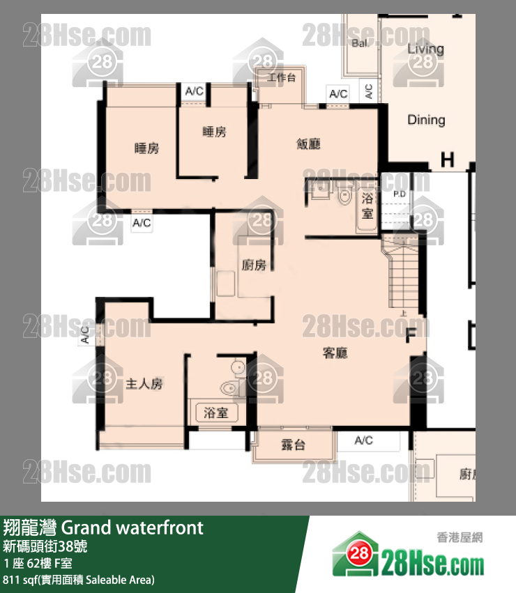 翔龍灣 1 座62樓 F室 平面圖