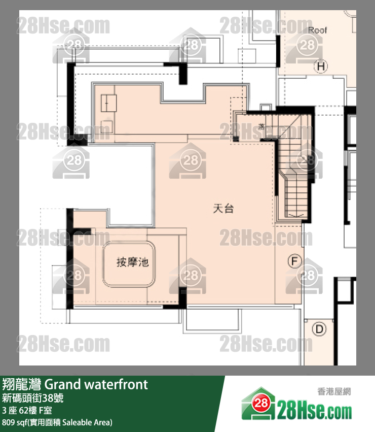翔龍灣 3 座62樓 F室 平面圖