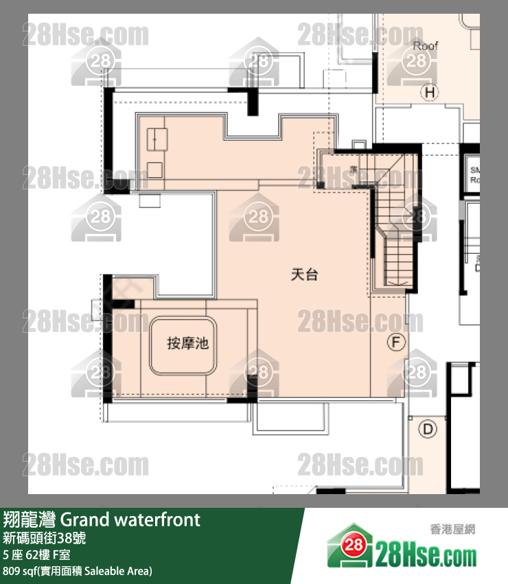 翔龍灣 5 座62樓 F室 平面圖