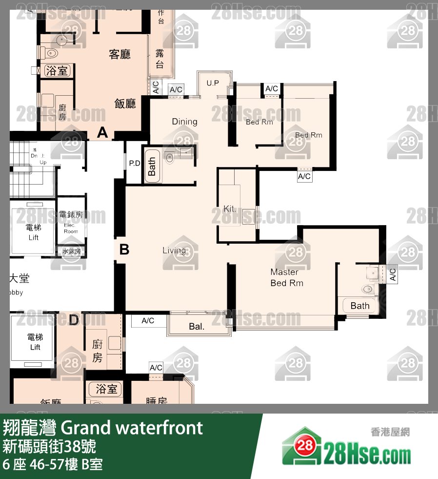 翔龍灣 6 座56樓 B室 平面圖