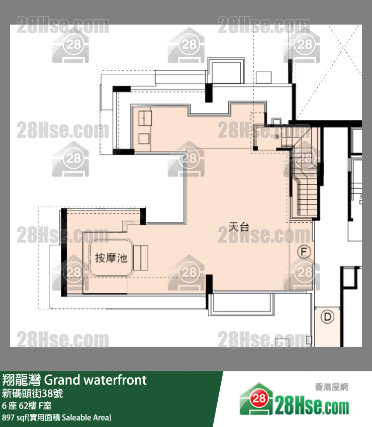 翔龍灣 6 座 62樓 F室 平面圖