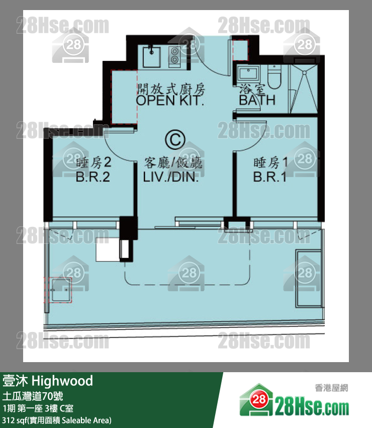 壹沐 1期 第1座 3樓 C室 平面圖