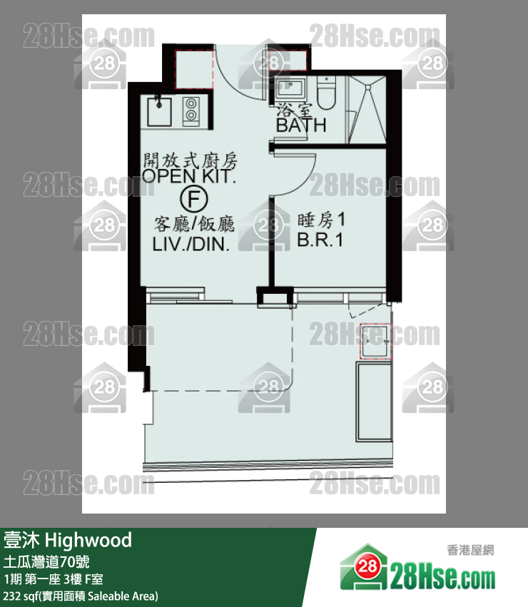 壹沐 1期第1座3樓 F室 平面圖