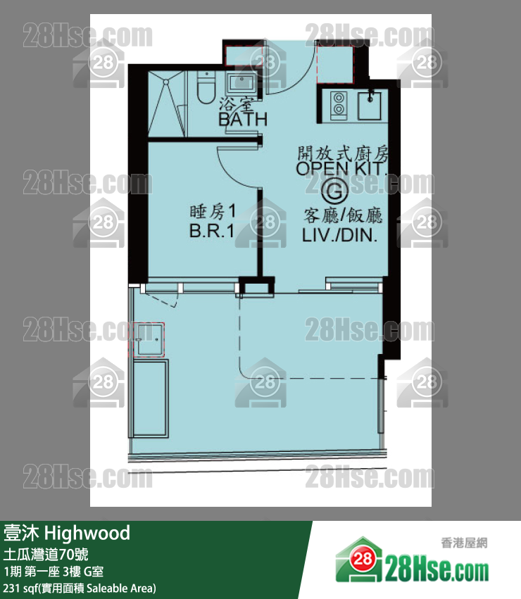 壹沐 1期 第1座 3樓 G室 平面圖