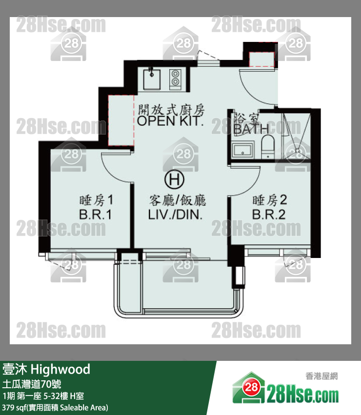 壹沐 1期 第1座 22楼 H室 平面图