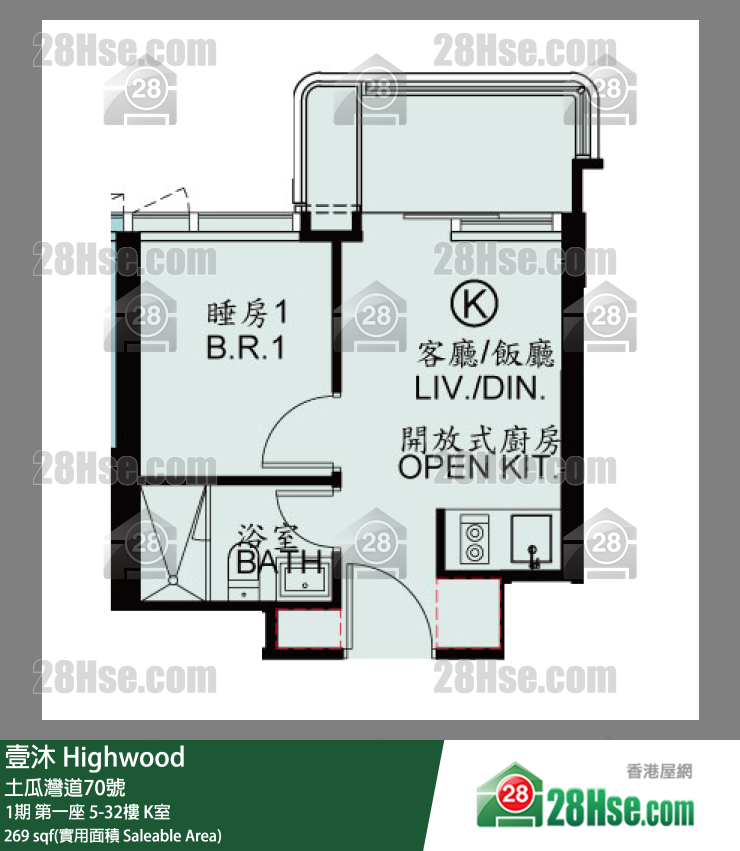壹沐 1期 第1座 23楼 K室 平面图