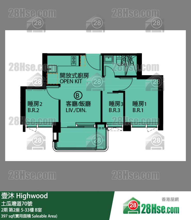 壹沐 2期第2座6樓 B室 平面圖