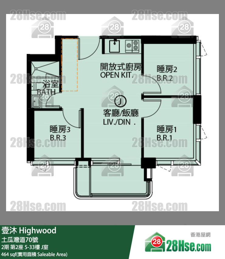 壹沐 2期第2座7樓 J室 平面圖
