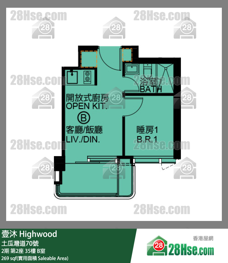 壹沐 2期第2座35楼 B室 平面图