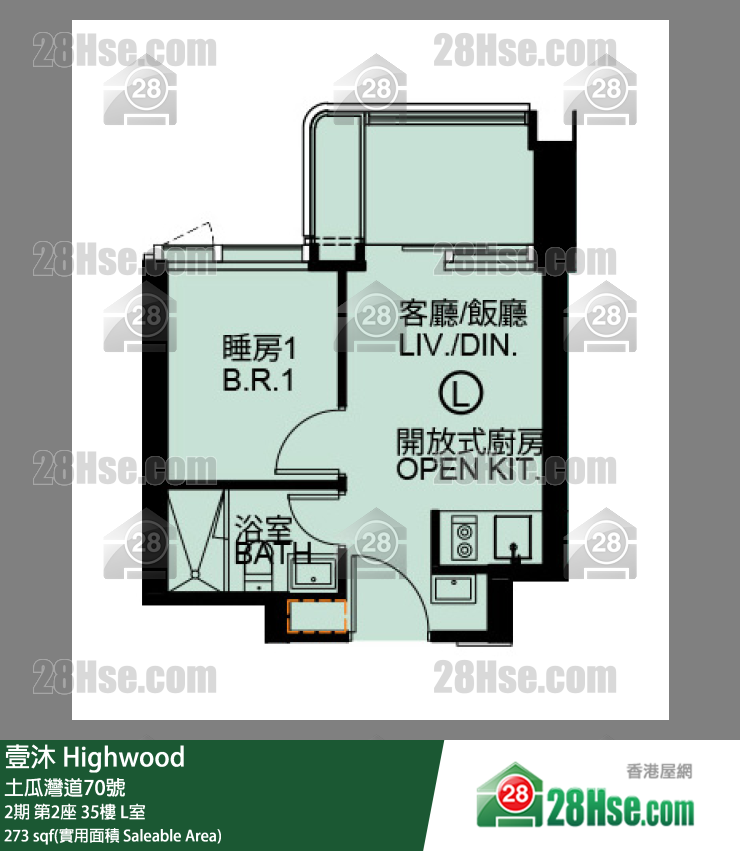 壹沐 2期第2座35楼 L室 平面图