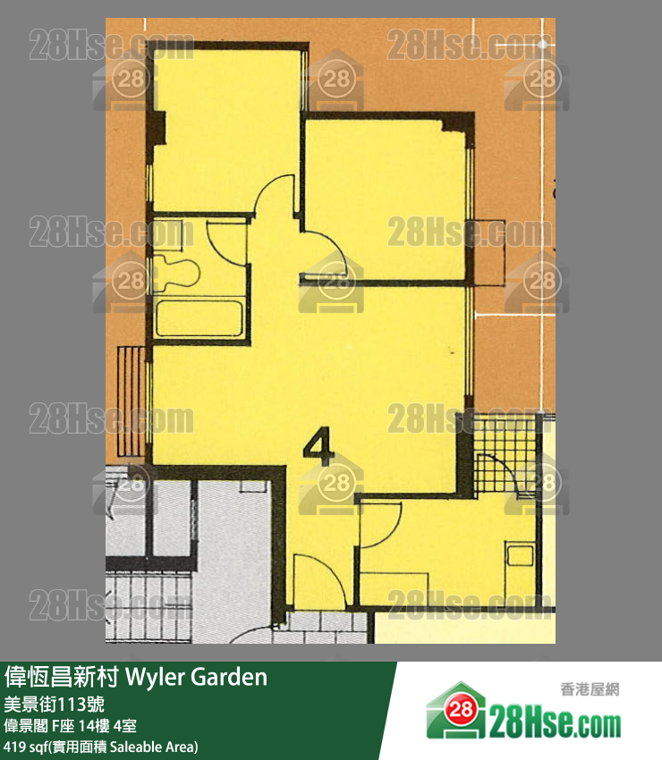 伟恒昌新村 伟景阁F座14楼 4室 平面图