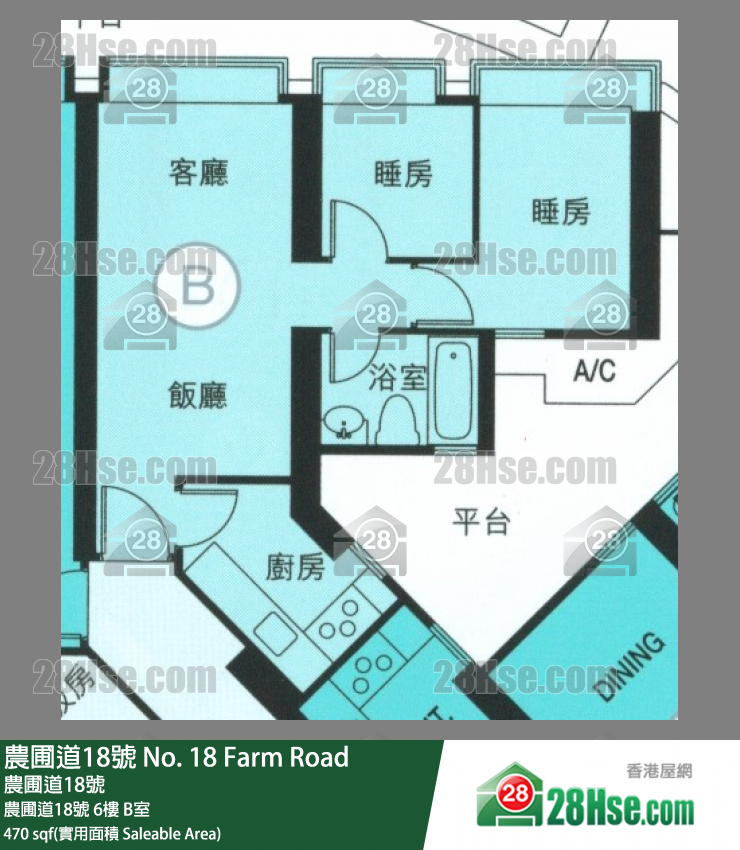 农圃道18号 农圃道18号6楼 B室 平面图