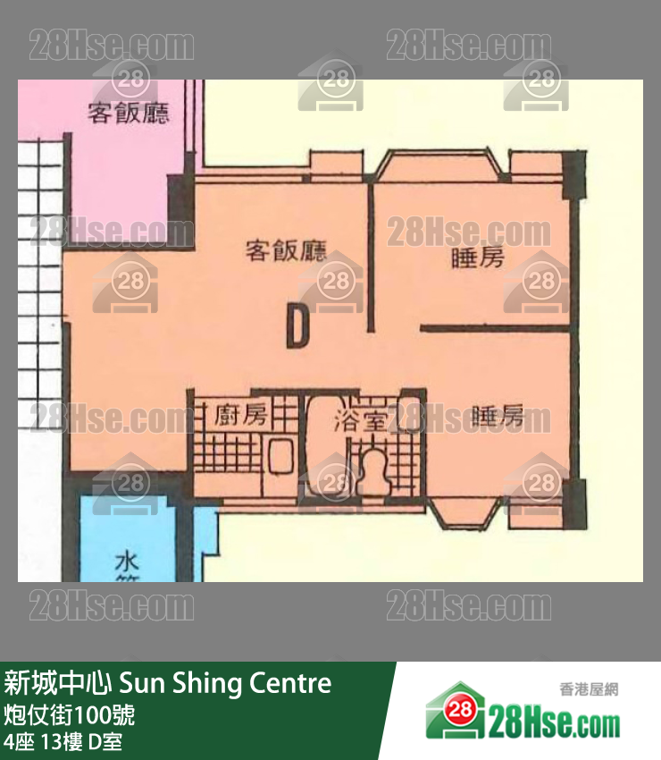 新城中心 4座13樓 D室 平面圖