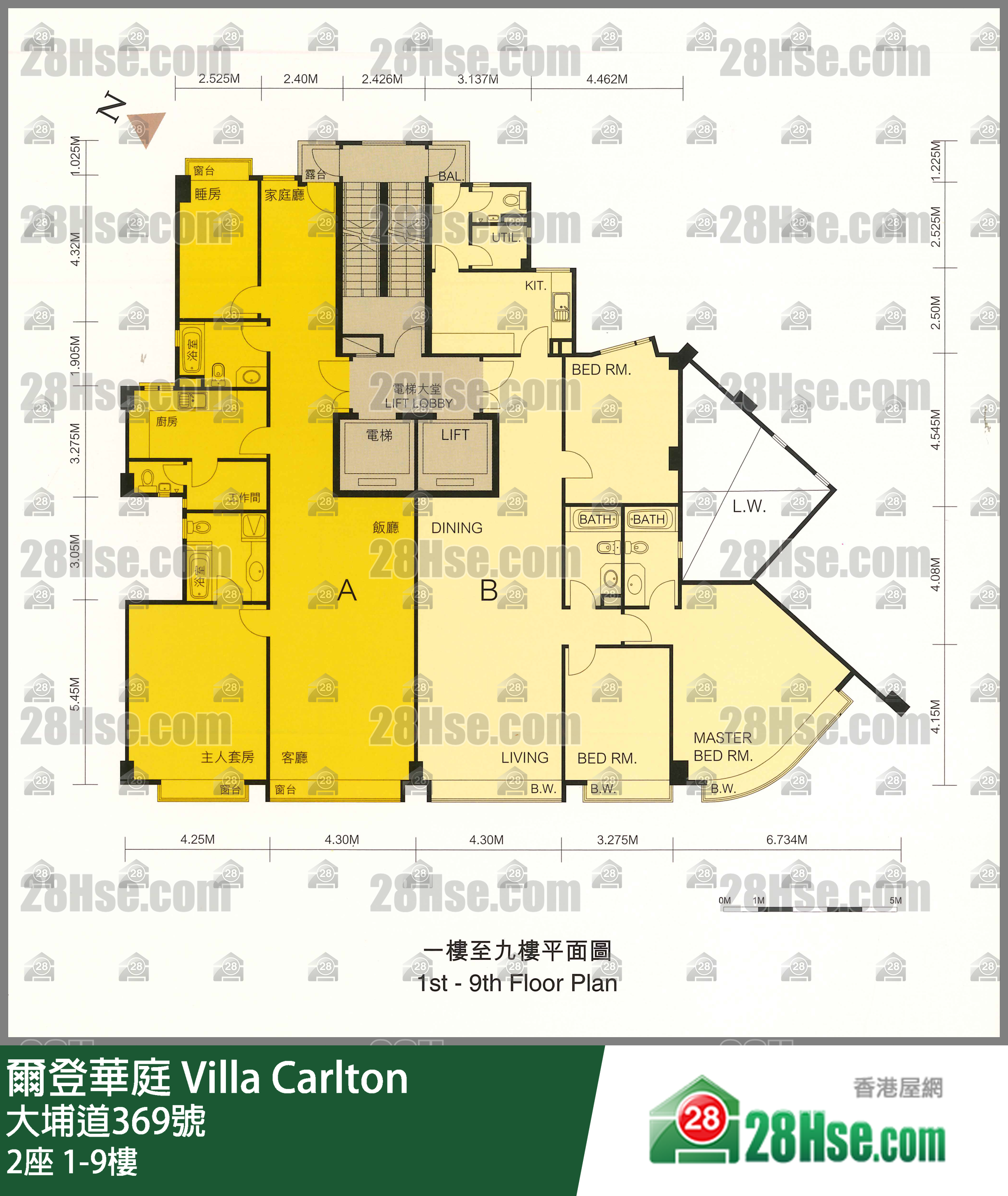 2座 1-9楼 平面图