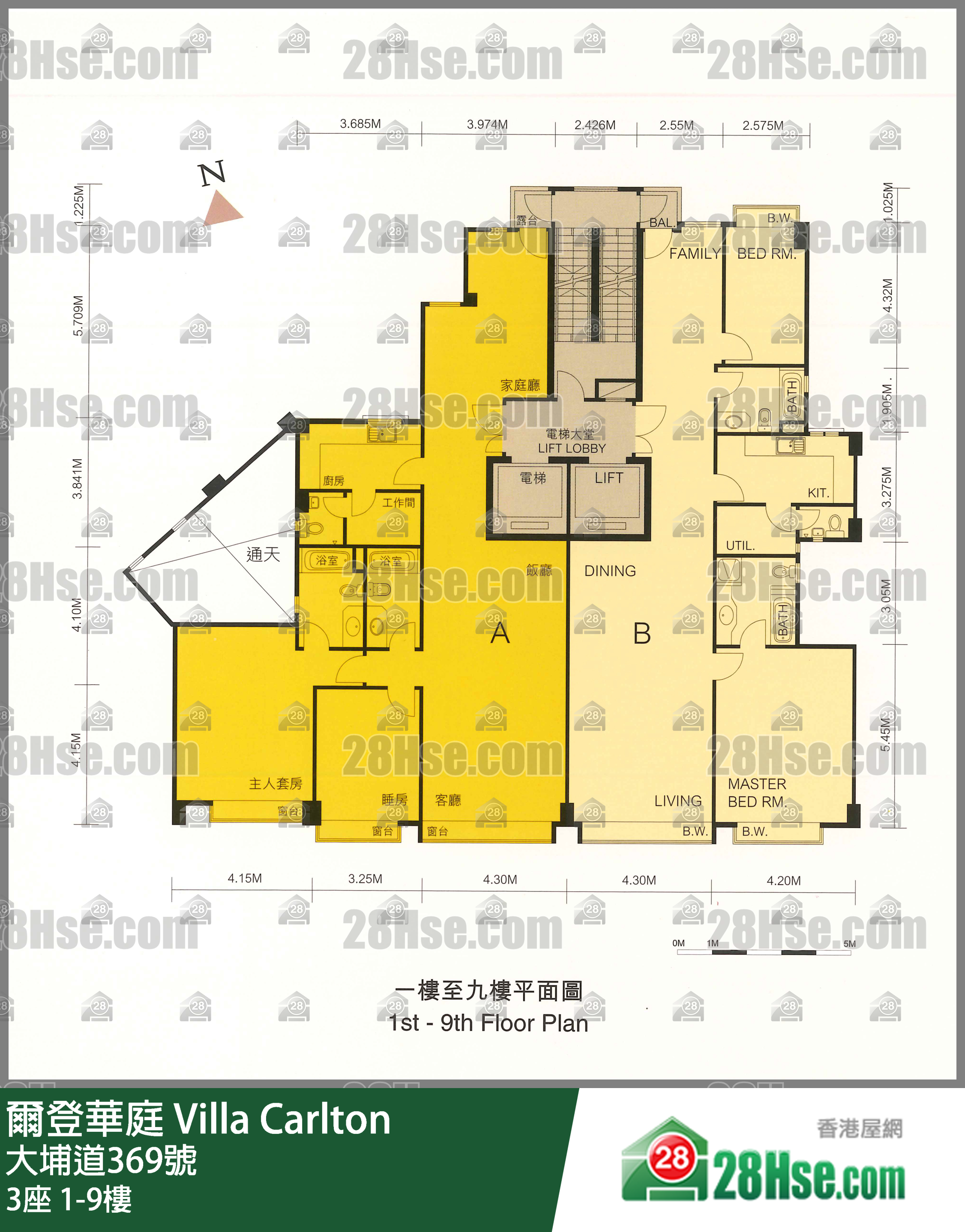 3座 1-9楼 平面图