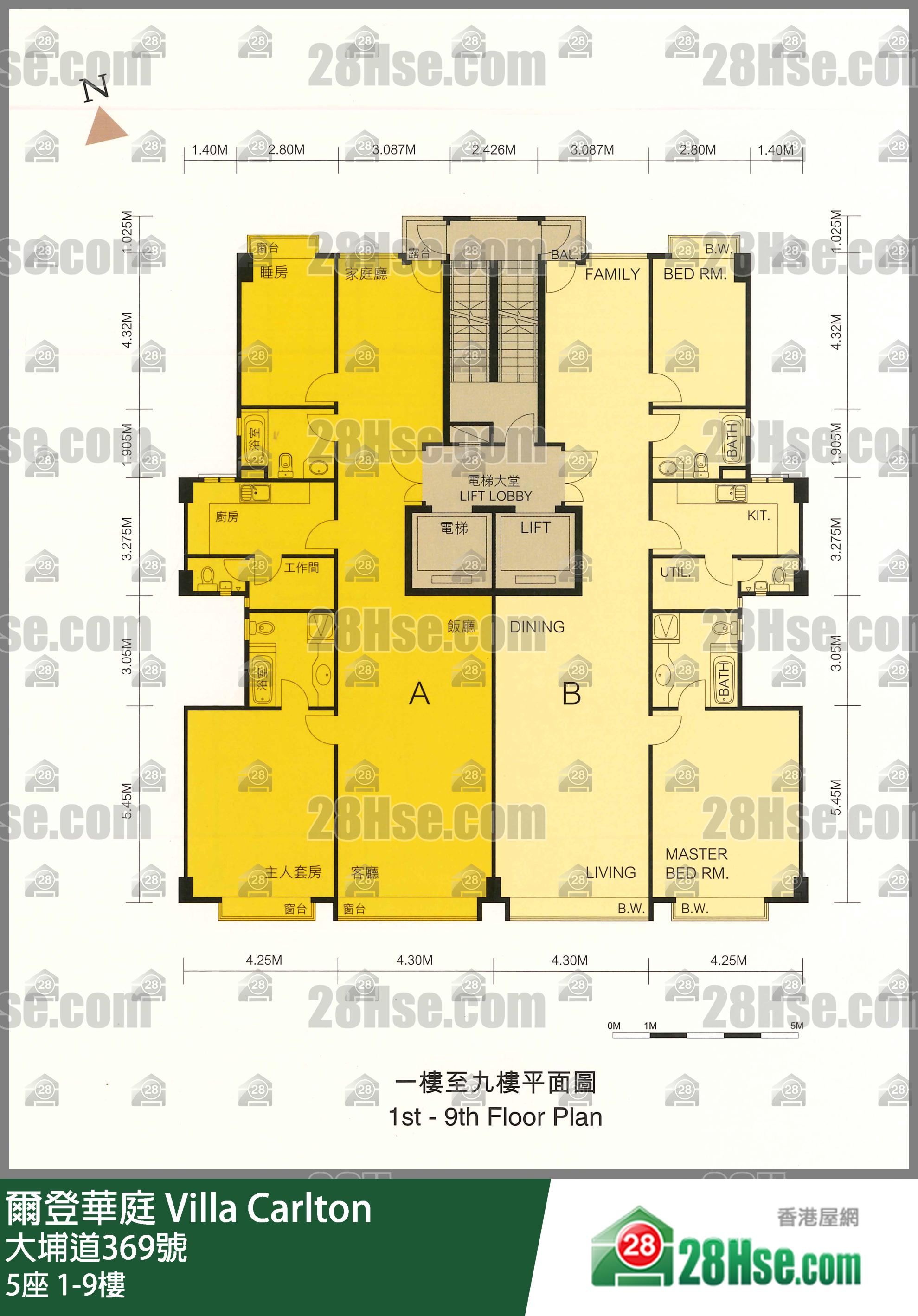 5座 1-9楼 平面图