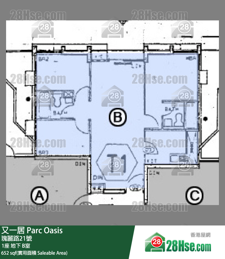 又一居 1座 B室 平面圖