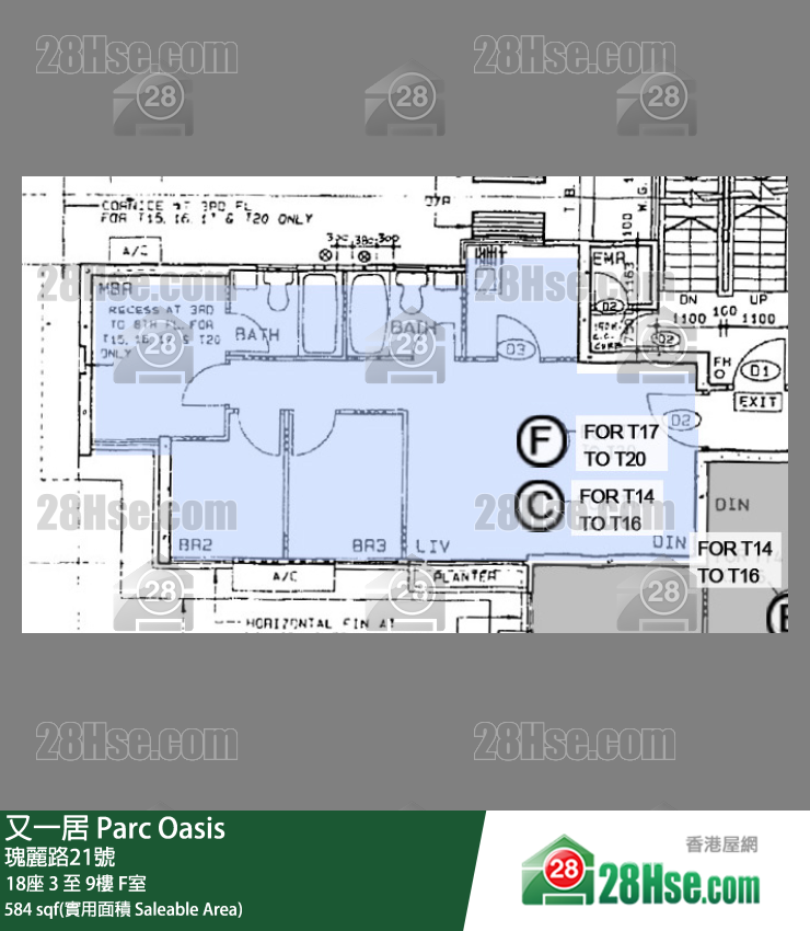 又一居 18座3樓 F室 平面圖