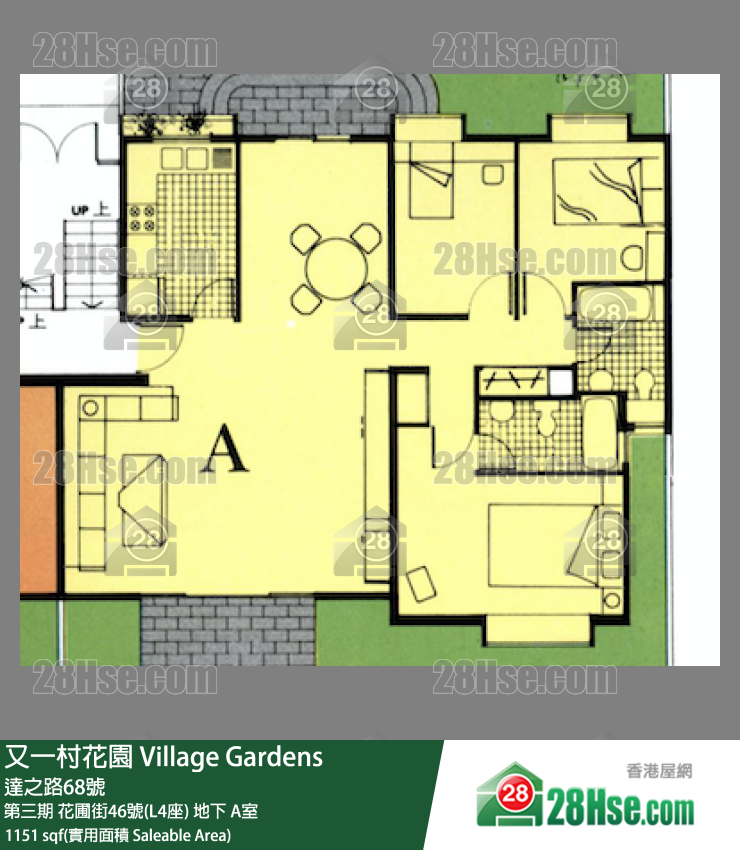 又一村花園 第三期花圃街46號(L4座)地下 A室 平面圖