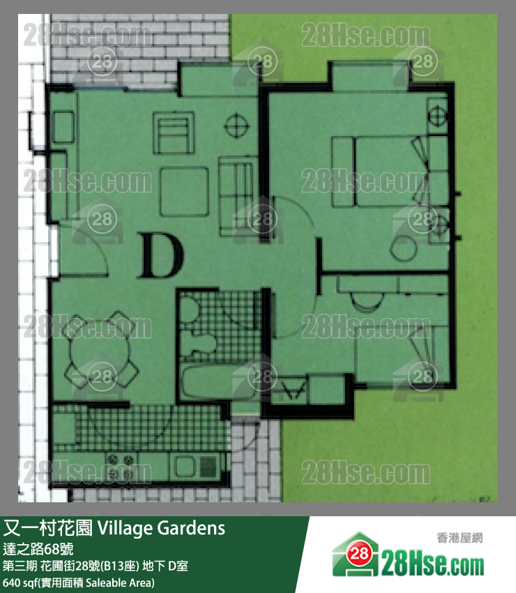 又一村花园 第三期花圃街28号(B13座)地下 D室 平面图