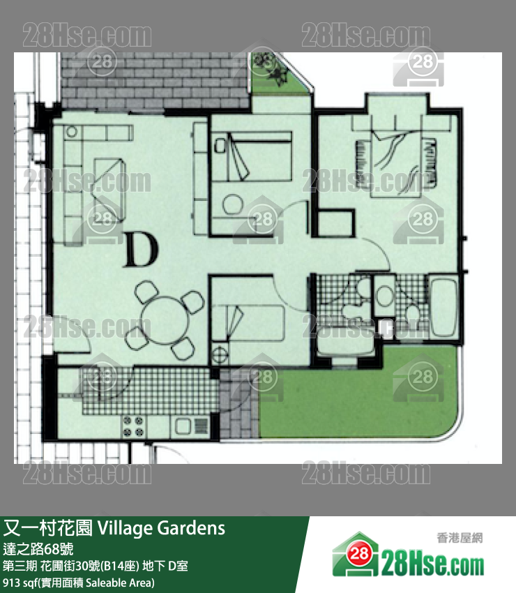 又一村花園 第三期花圃街30號(B14座)地下 D室 平面圖