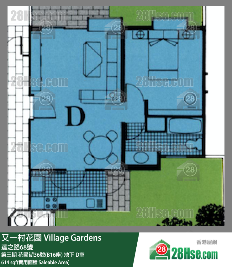 又一村花園 第三期花圃街36號(B16座)地下 D室 平面圖