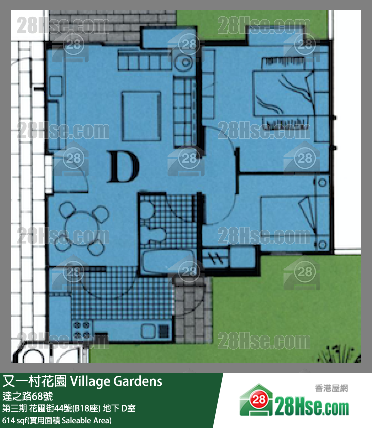 又一村花園 第三期花圃街44號(B18座)地下 D室 平面圖