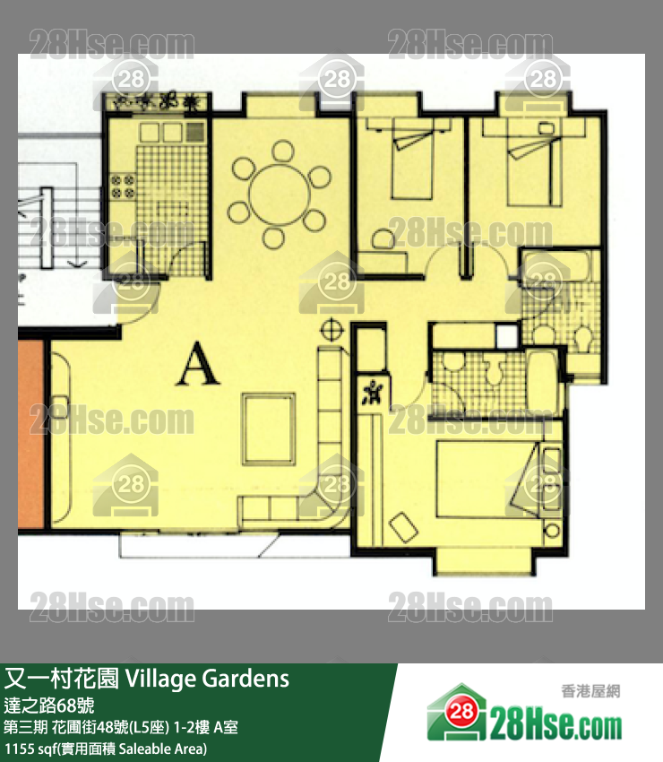 又一村花園 第三期 花圃街48號(L5座) 1樓 A室 平面圖