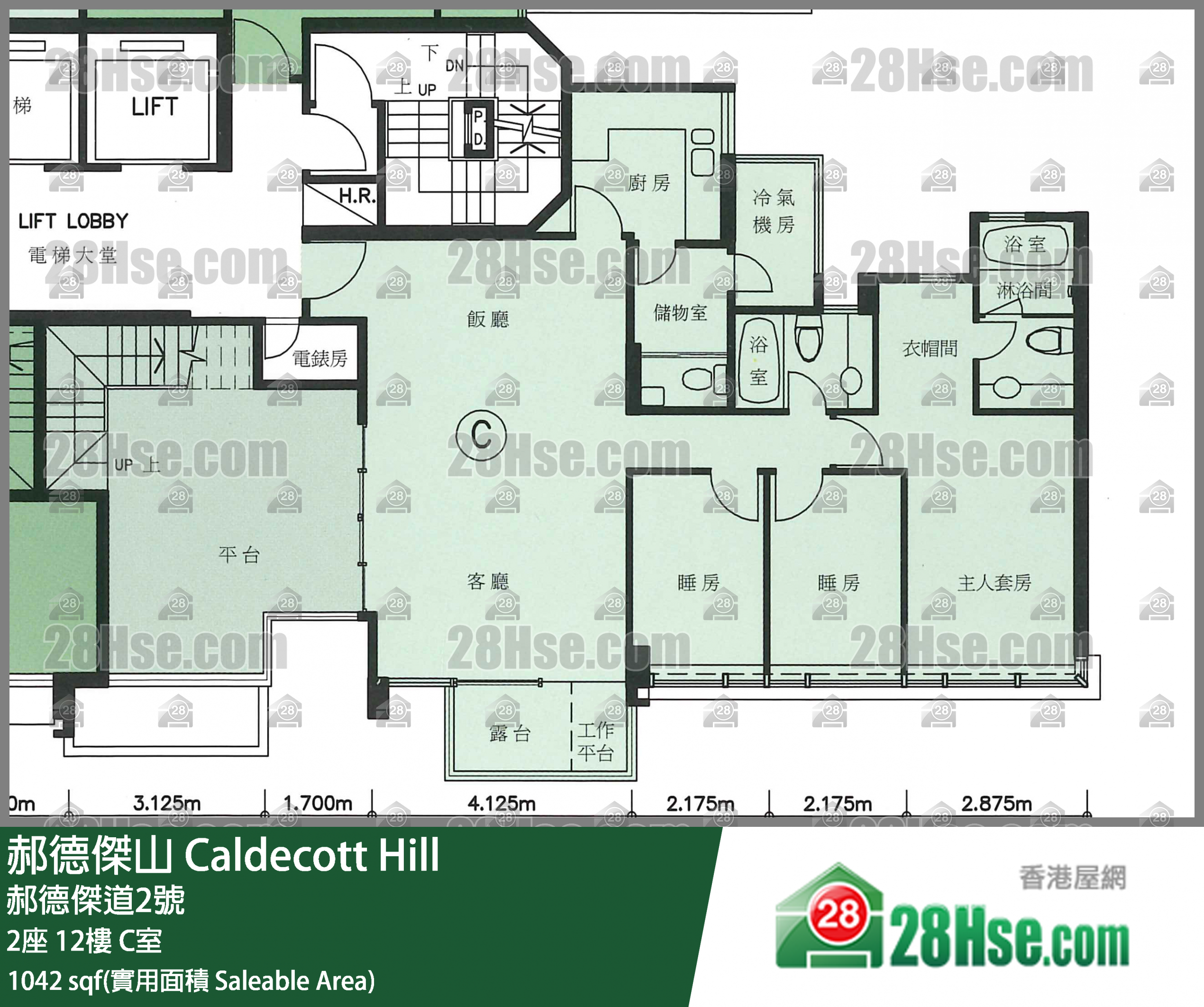郝德杰山 2座12楼 C室 平面图
