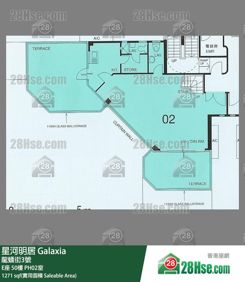 星河明居 E座50樓 PH02室 平面圖