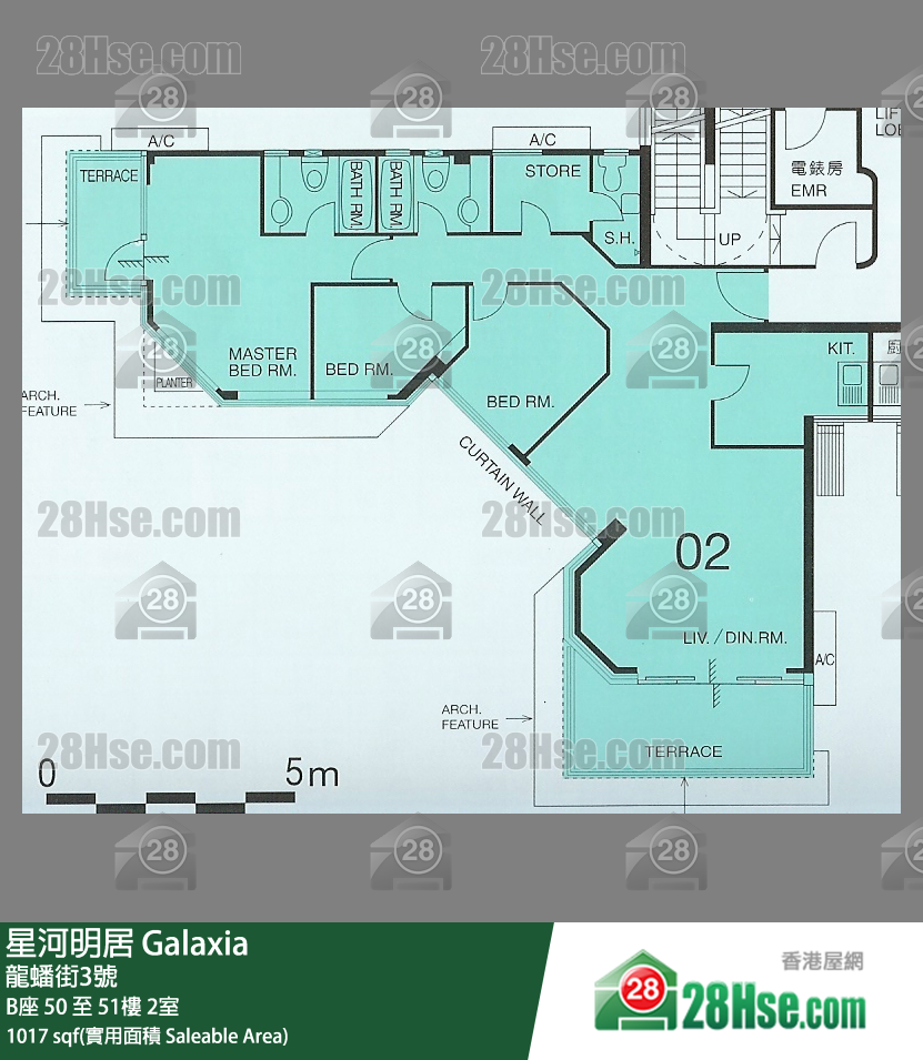 星河明居 B座50樓 2室 平面圖