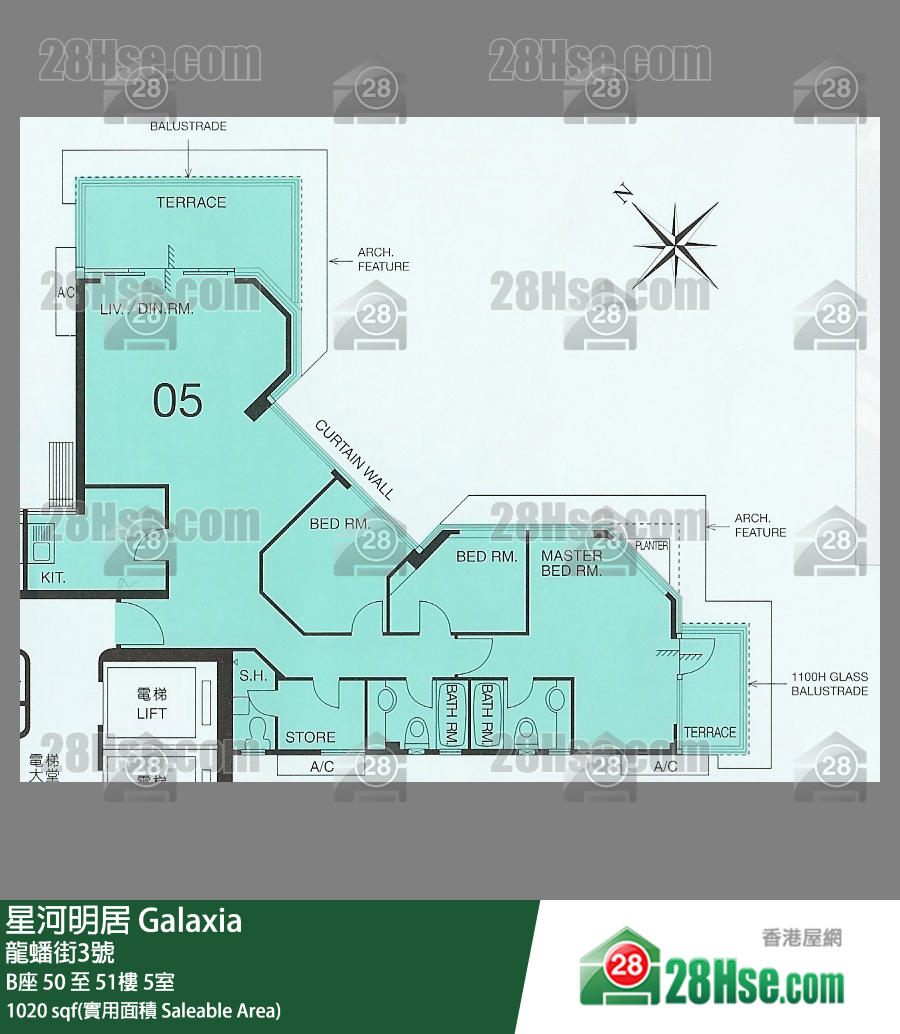 星河明居 B座51樓 5室 平面圖