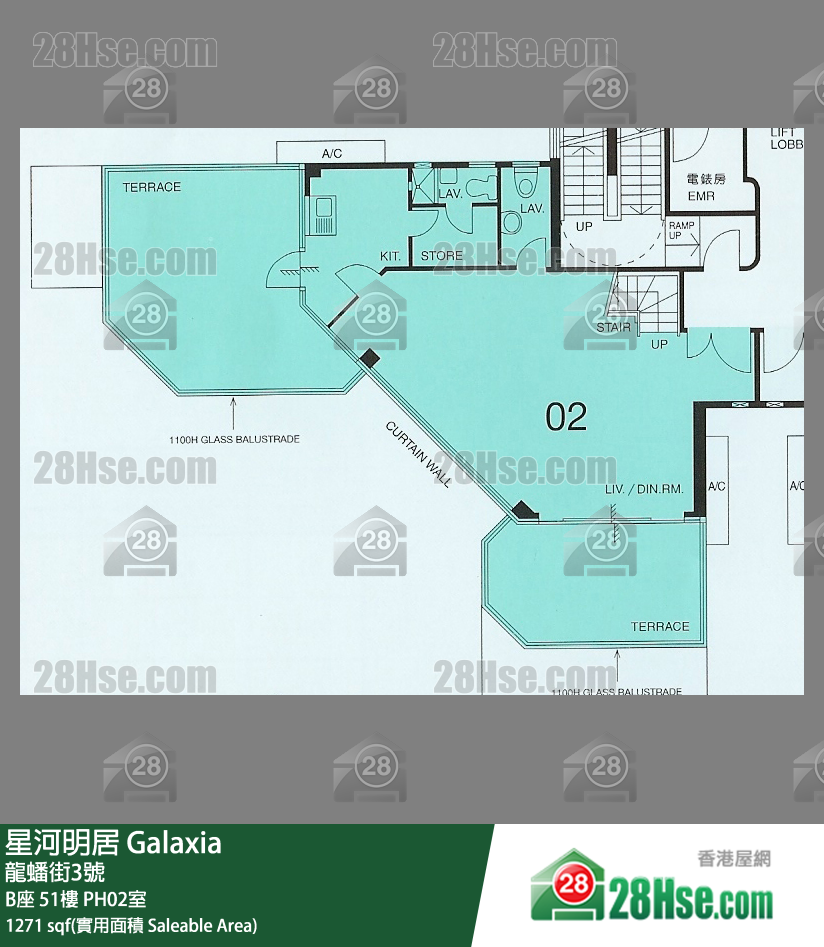 星河明居 B座51樓 PH02室 平面圖