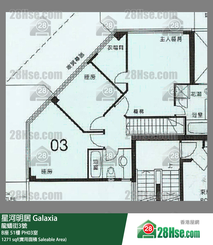 星河明居 B座51樓 PH03室 平面圖