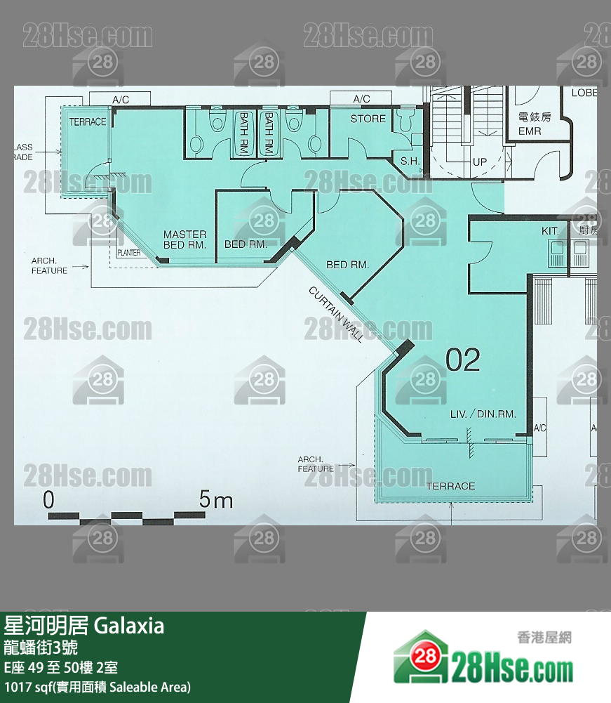 星河明居 E座50樓 2室 平面圖