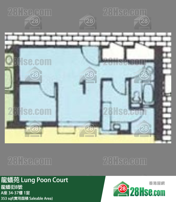 龍蟠苑 A座36樓 1室 平面圖