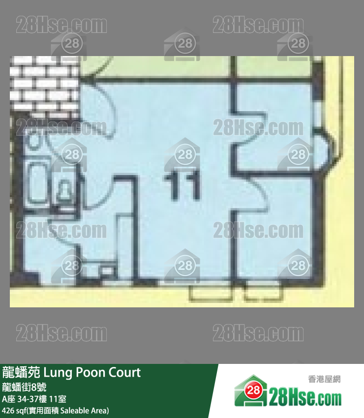 龍蟠苑 A座34樓 11室 平面圖