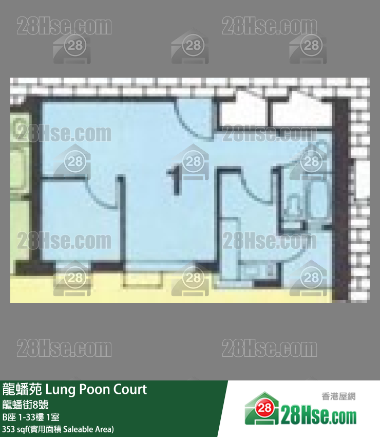 龍蟠苑 B座1樓 1室 平面圖