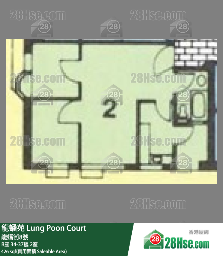龍蟠苑 B座 38樓 2室 平面圖