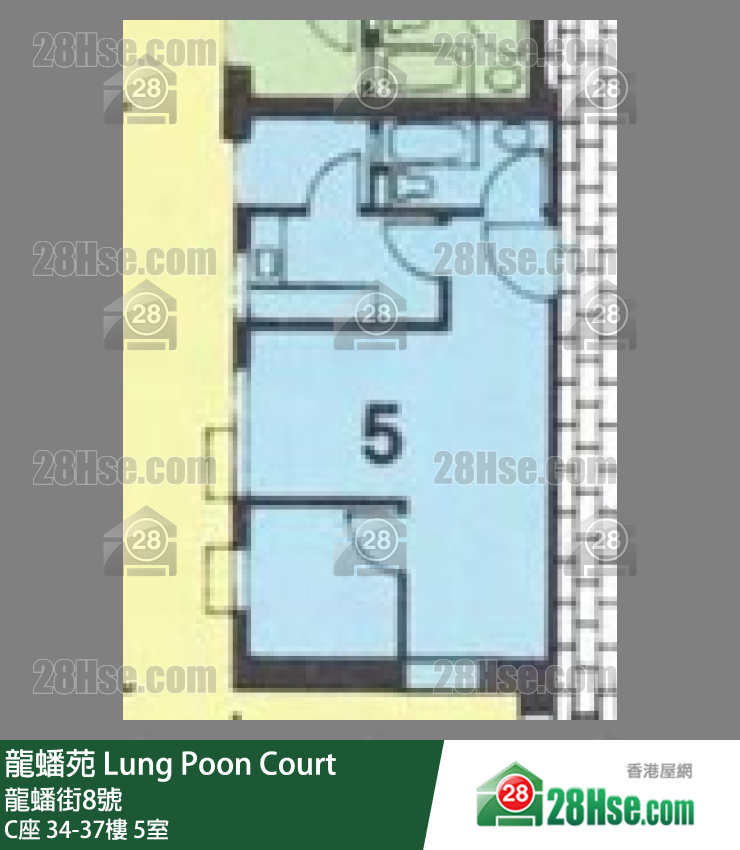 龍蟠苑 C座34樓 5室 平面圖