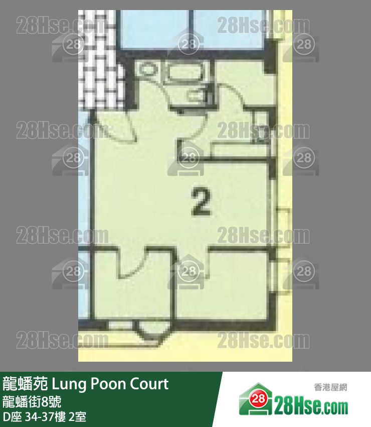 龍蟠苑 D座34樓 2室 平面圖