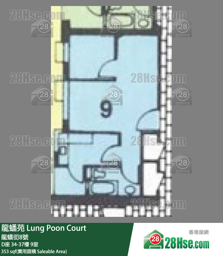 龍蟠苑 D座36樓 9室 平面圖