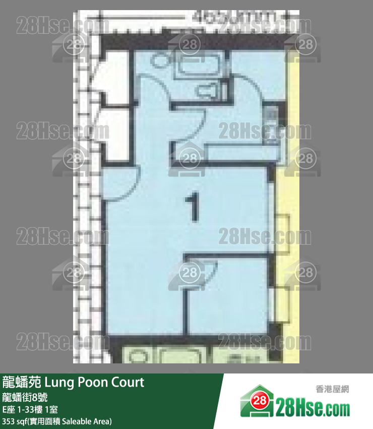 龍蟠苑 E座16樓 1室 平面圖