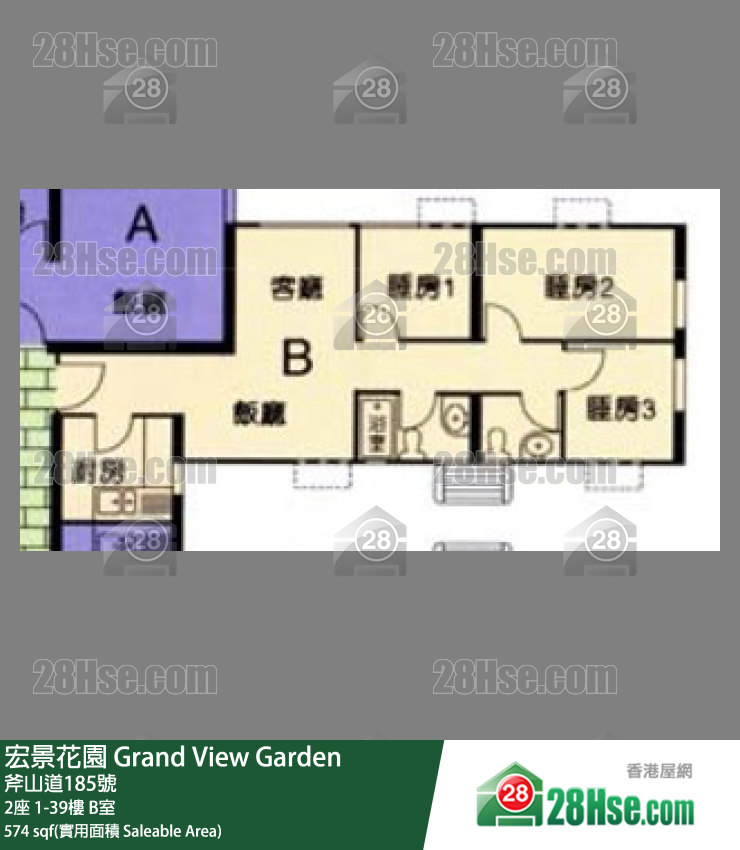 宏景花園 2座22樓 B室 平面圖