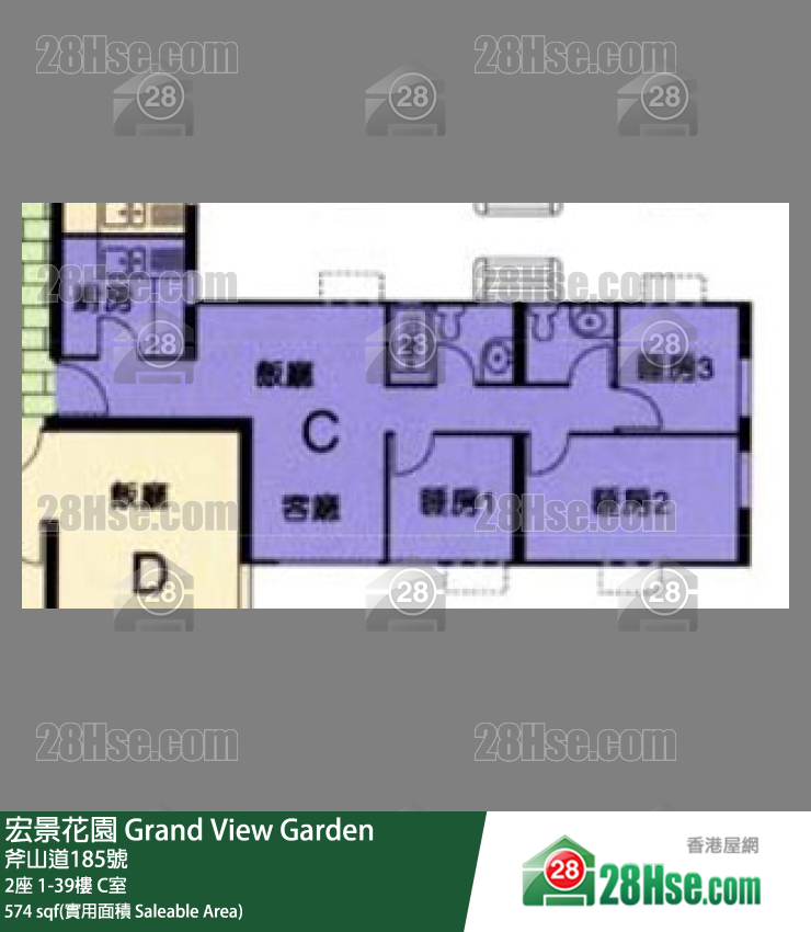 宏景花园 2座18楼 C室 平面图