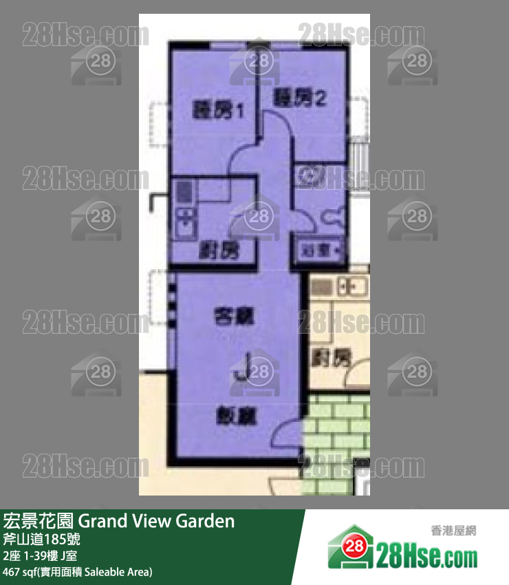 宏景花園 2座7樓 J室 平面圖