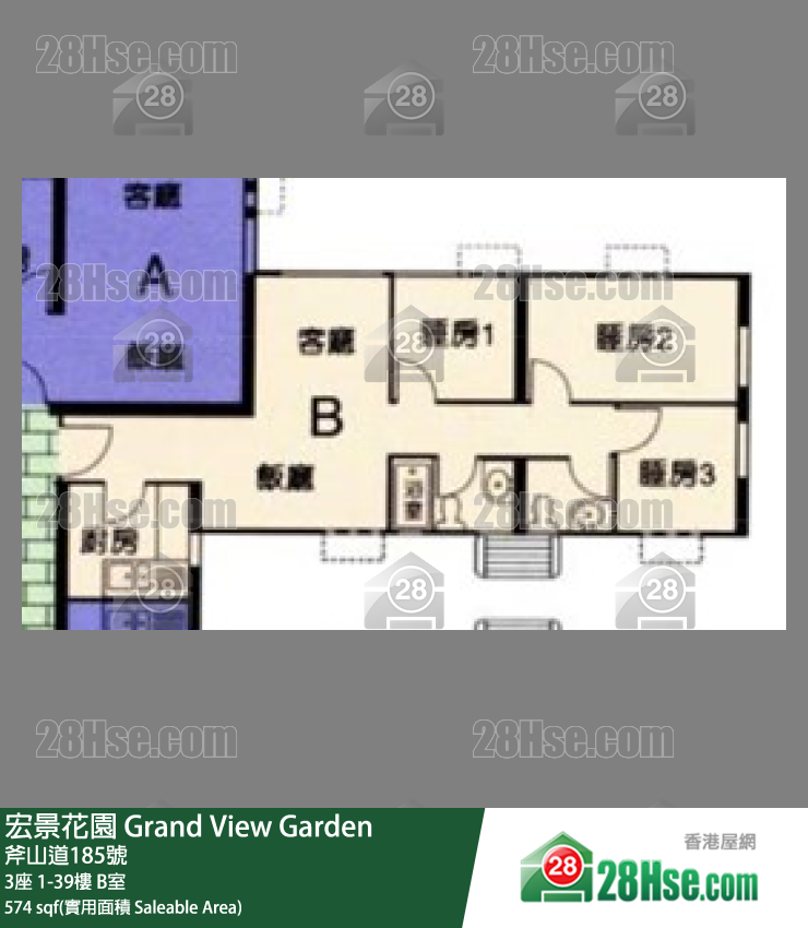 宏景花園 3座38樓 B室 平面圖