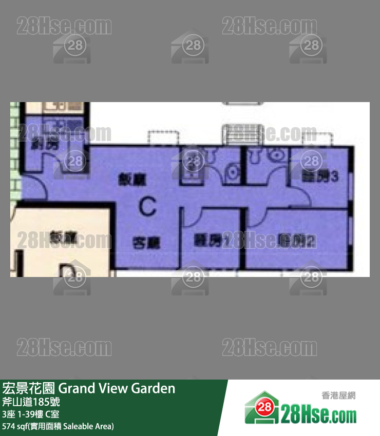 宏景花園 3座36樓 C室 平面圖