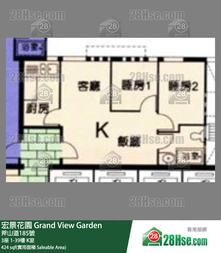 宏景花園 3座39樓 K室 平面圖