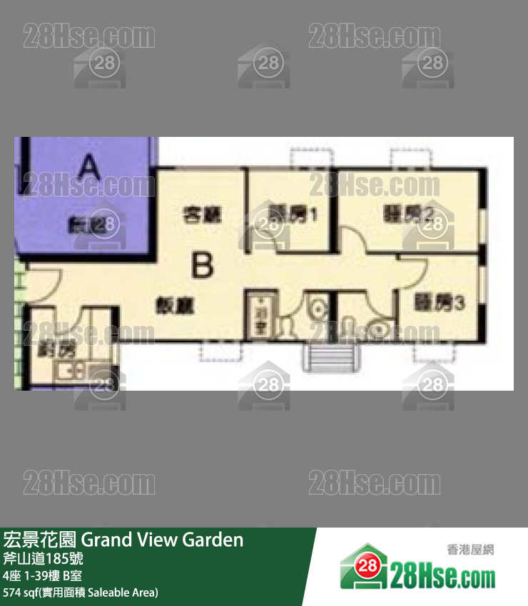 宏景花園 4座36樓 B室 平面圖